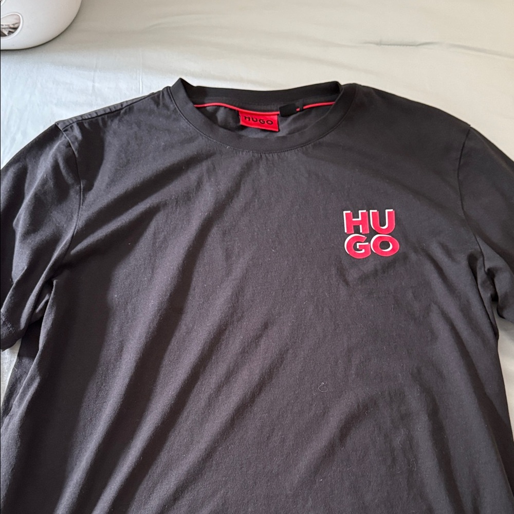 HUGO Black Tee with Red Logo